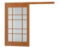 Sliding Wooden Door with Frosted Glass Panels Modelo 3d