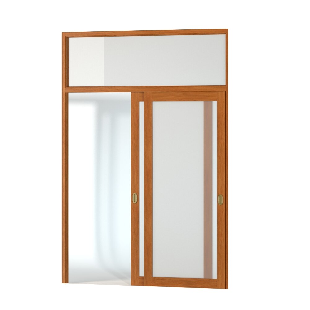 Wooden Glass Door Modelo 3d