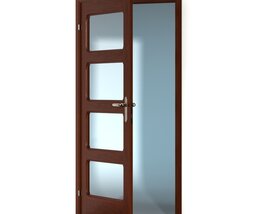 Modern Wooden Door with Glass Panels 3D 모델 