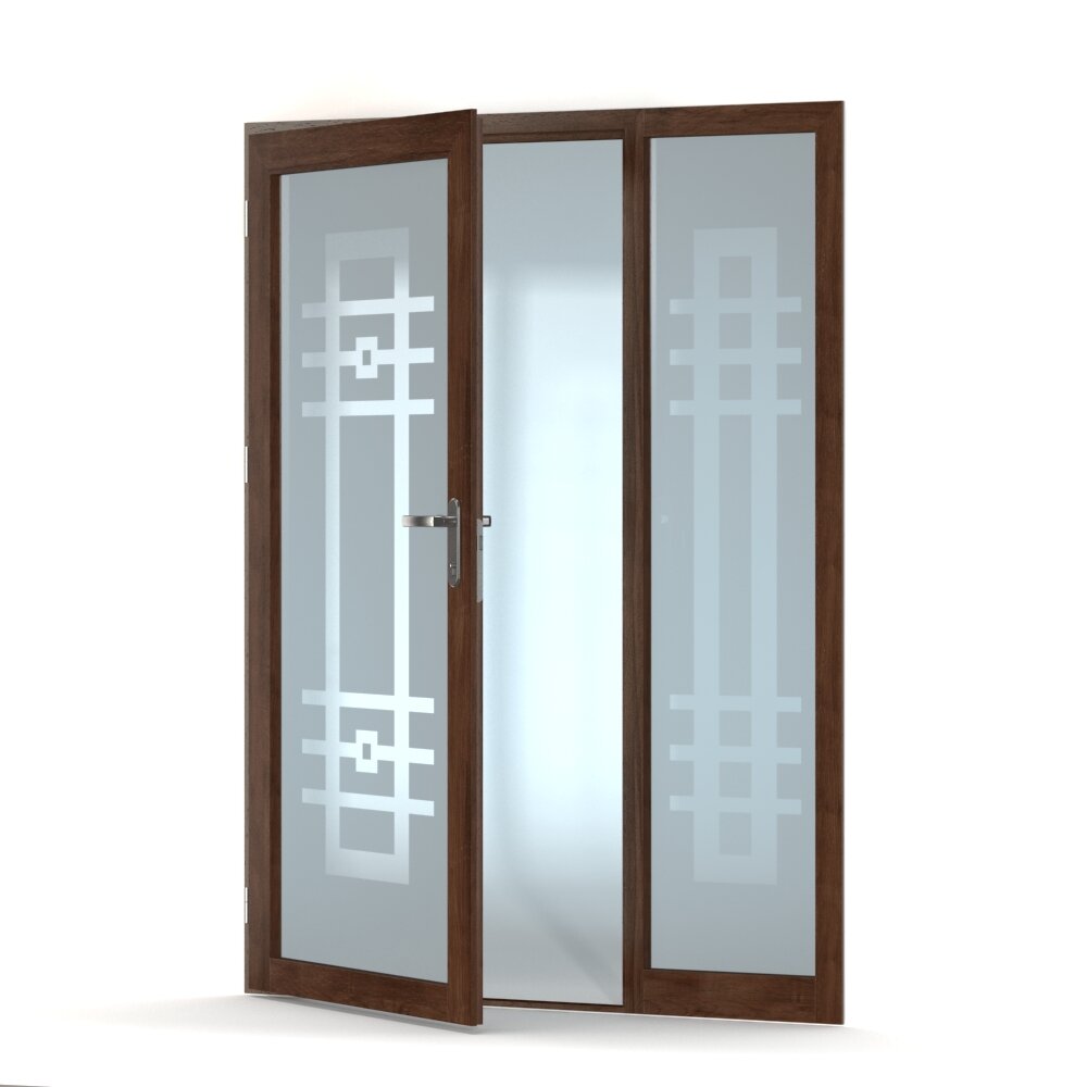 Modern Frosted Glass Door Modello 3D