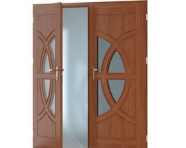 Modern Wooden Double Door 3D модель