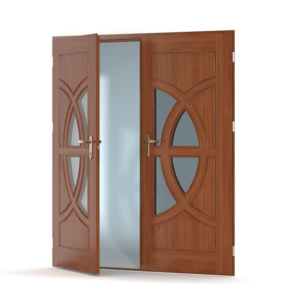Modern Wooden Double Door Modello 3D
