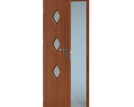 Modern Wooden Door with Glass Inserts 3D model