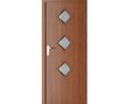 Modern Wooden Door with Glass Inserts 3d model