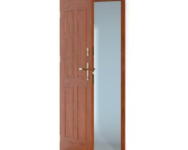 Partially Open Wooden Door 3D-Modell