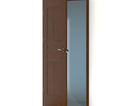 Partially Open Wooden Door 02 Modello 3D