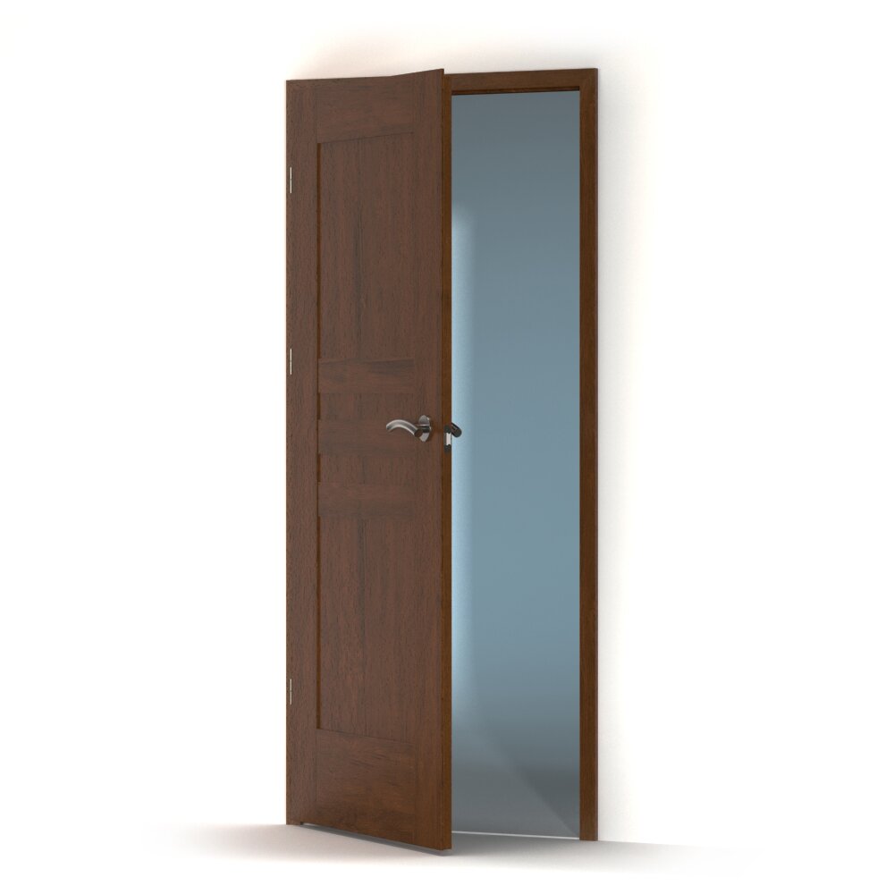 Partially Open Wooden Door 02 3D-Modell