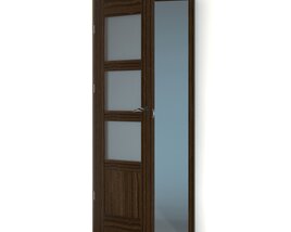 Wooden Door with Glass Panels Modèle 3D
