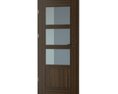 Wooden Door with Glass Panels Modello 3D