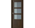 Wooden Door with Glass Panels 3d model