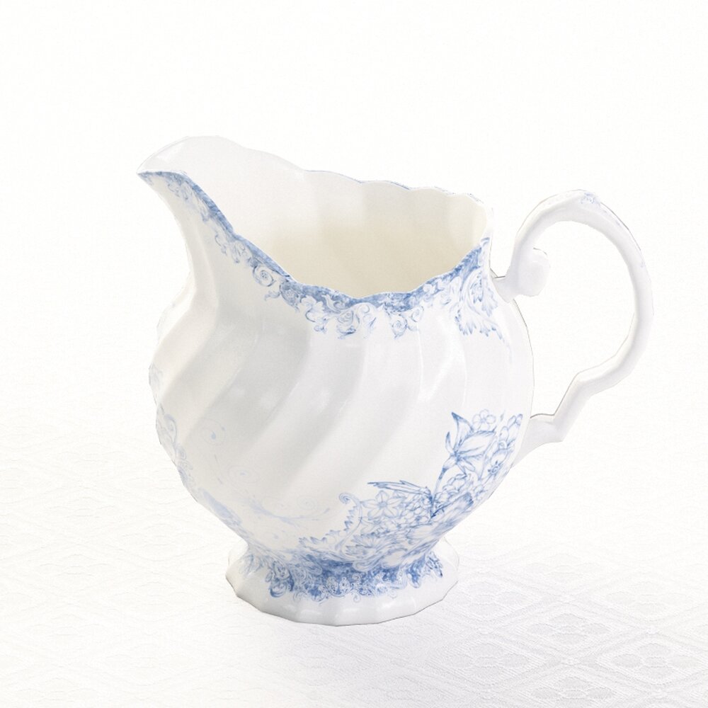 Blue Floral Porcelain Pitcher 3D-Modell