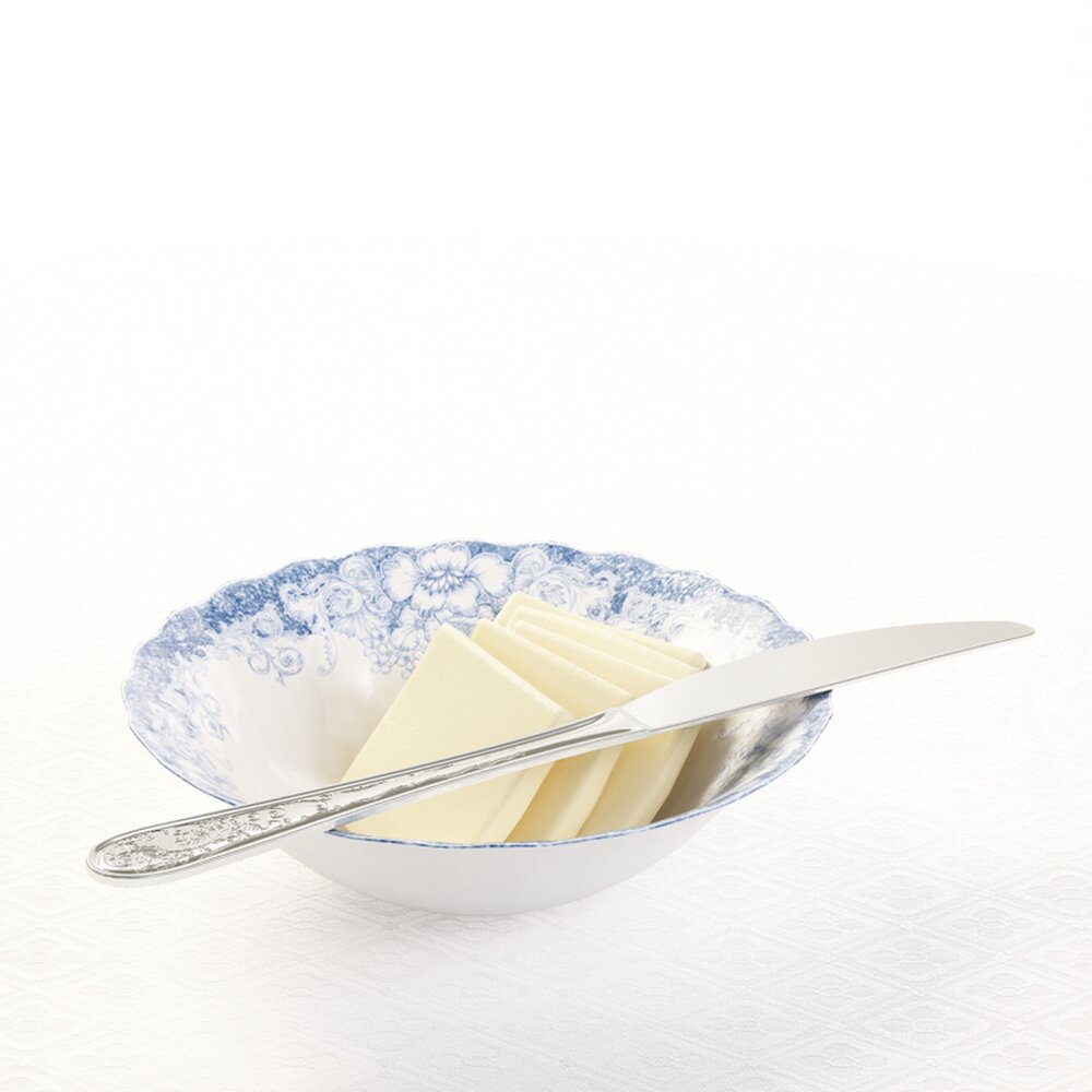 Butter Slices in Decorative Bowl Modèle 3D