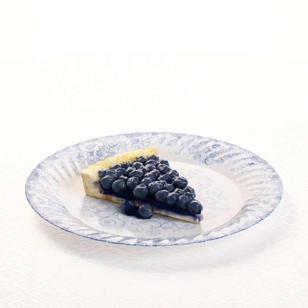 Blueberry Tart Slice 3D 모델 