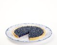 Blueberry Tart on Plate Modello 3D