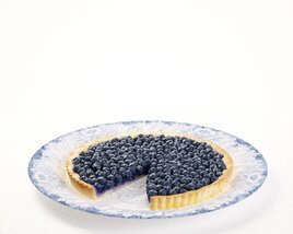 Blueberry Tart on Plate 3D model
