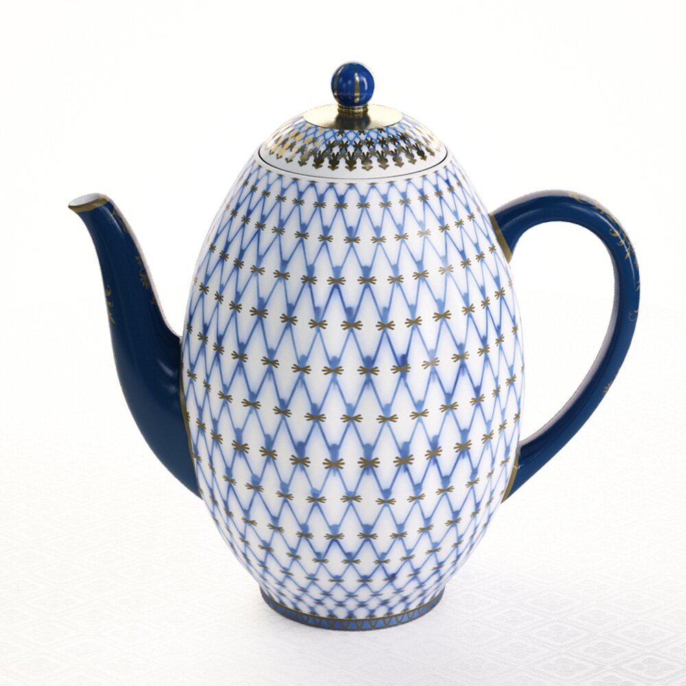 Patterned Porcelain Teapot Modello 3D