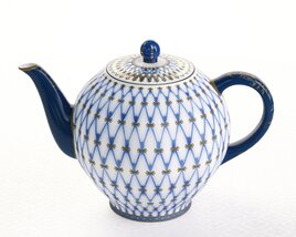 Blue Patterned Teapot 3D model