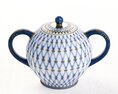 Blue Patterned Ceramic Sugar Bowl 3d model