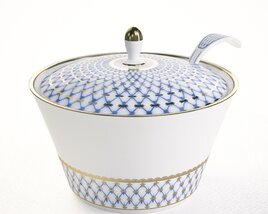 Decorative Porcelain Bowl with Lid 3D model