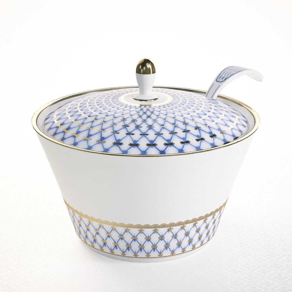 Decorative Porcelain Bowl with Lid 3D модель