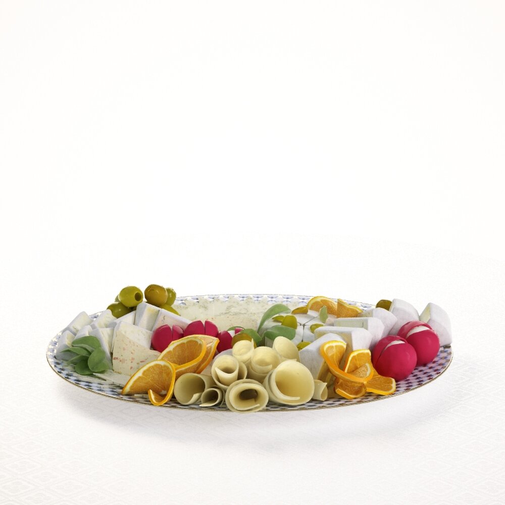 Festive Cheese and Fruit Platter 3D-Modell