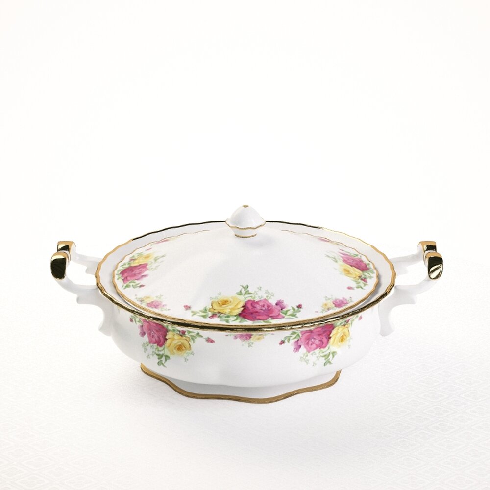 Floral Porcelain Serving Dish 3D 모델 