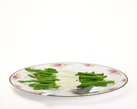 Asparagus on Decorative Plate 3D model