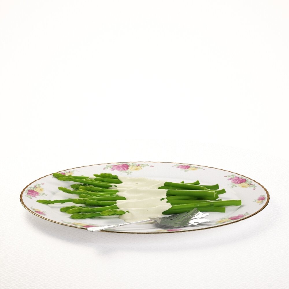 Asparagus on Decorative Plate 3D model