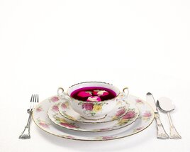 Elegant Floral Tea Set Modèle 3D