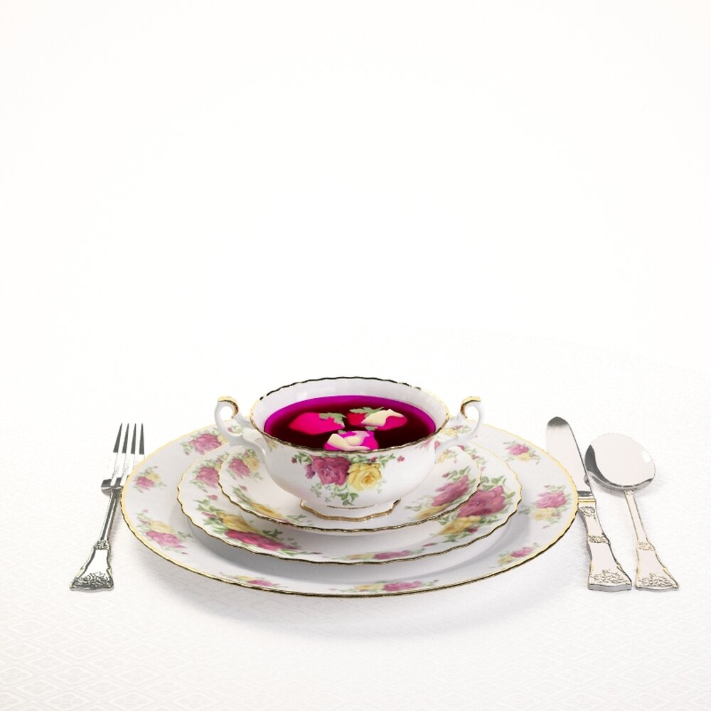 Elegant Floral Tea Set 3D модель