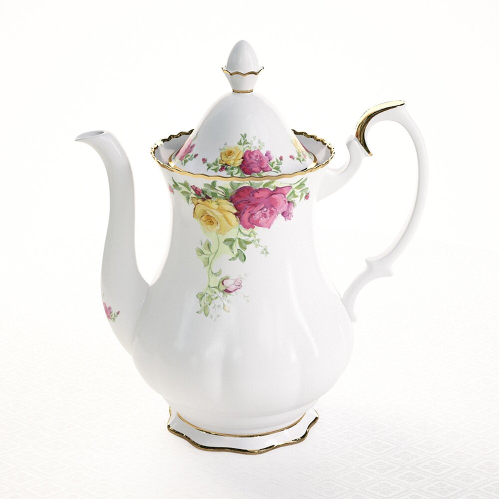 Floral Porcelain Teapot 3D модель