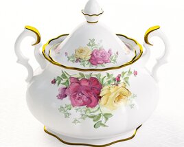 Floral Porcelain Sugar Bowl 3D модель