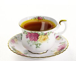 Floral Tea Cup Set 3D model
