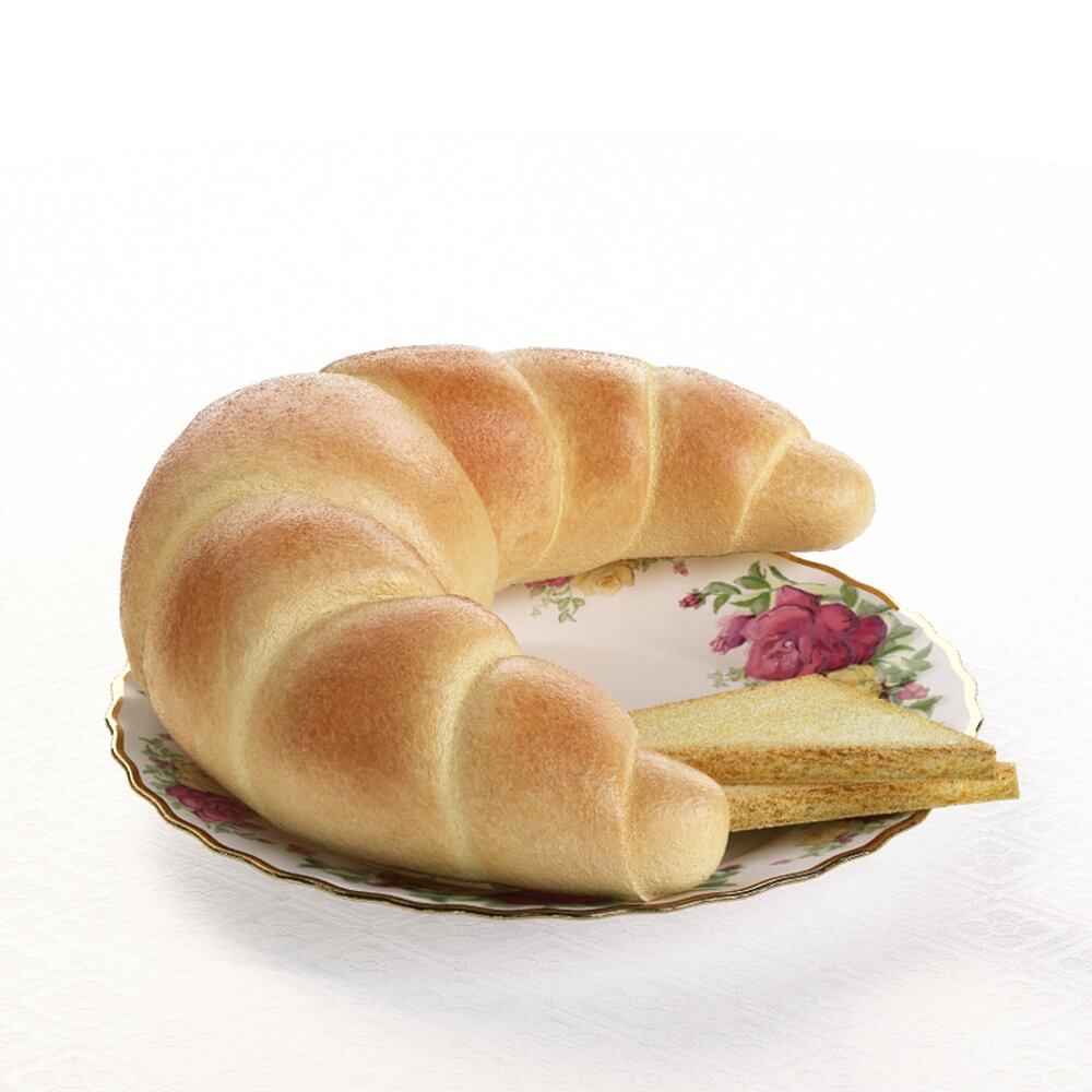 Crescent Pastry on Plate 3D модель