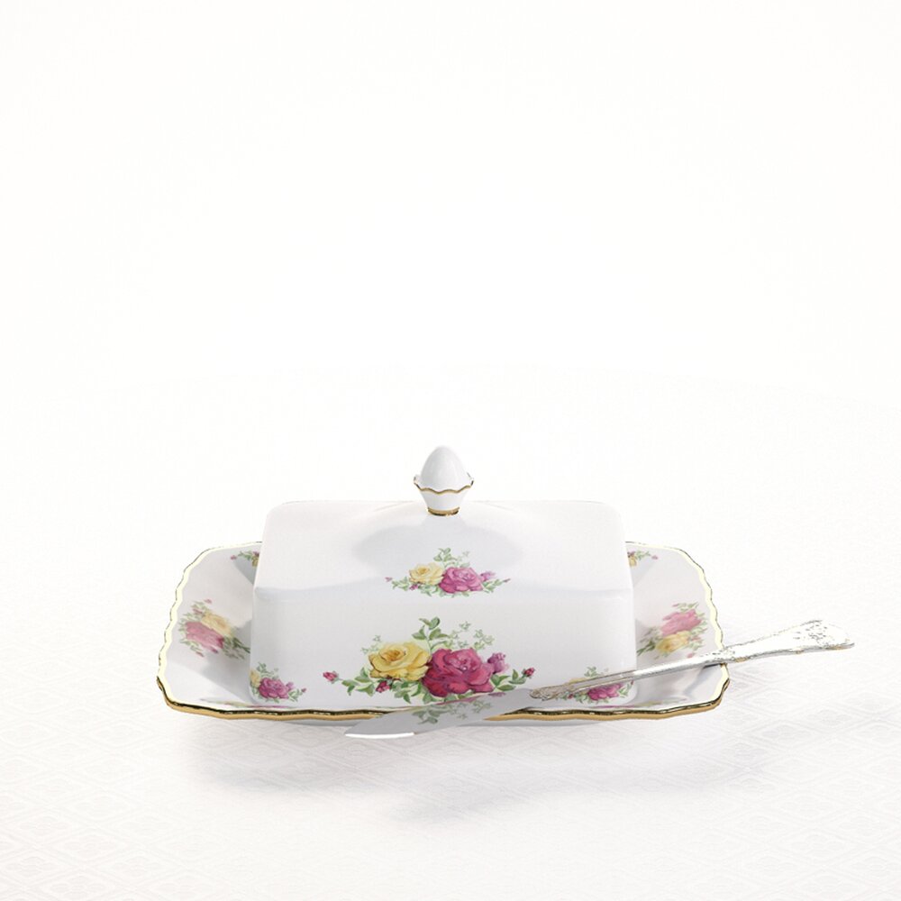 Floral Butter Dish 3D-Modell