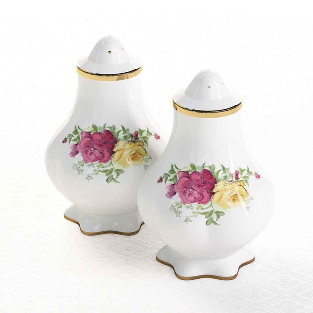 Vintage Floral Salt and Pepper Shakers 3Dモデル