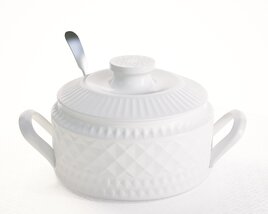 White Ceramic Sugar Bowl 3D模型