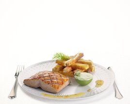 Grilled Chicken and Fries 3D模型