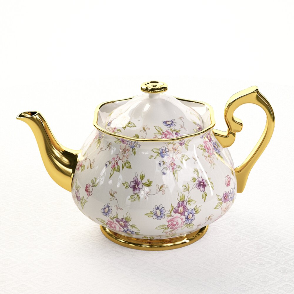 Floral Teapot 02 Modelo 3D