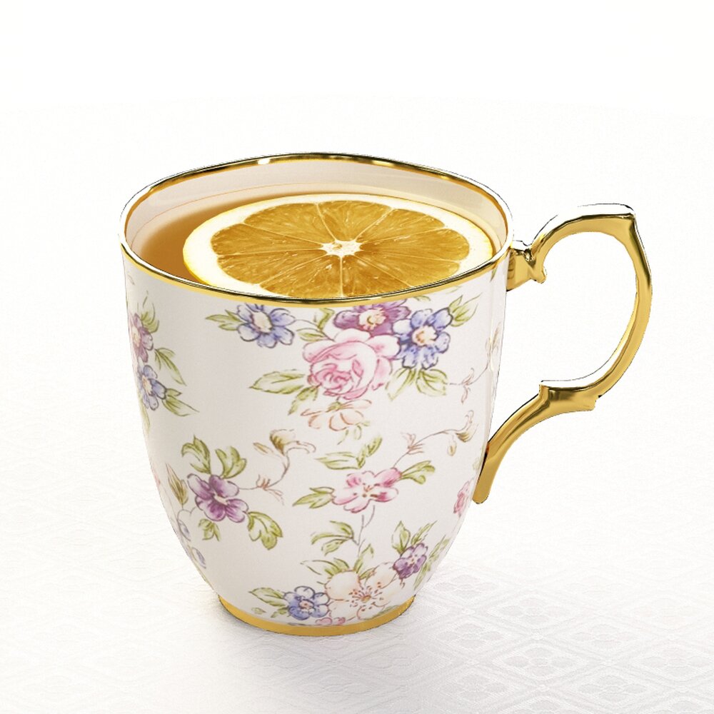 Floral Porcelain Teacup Modèle 3d