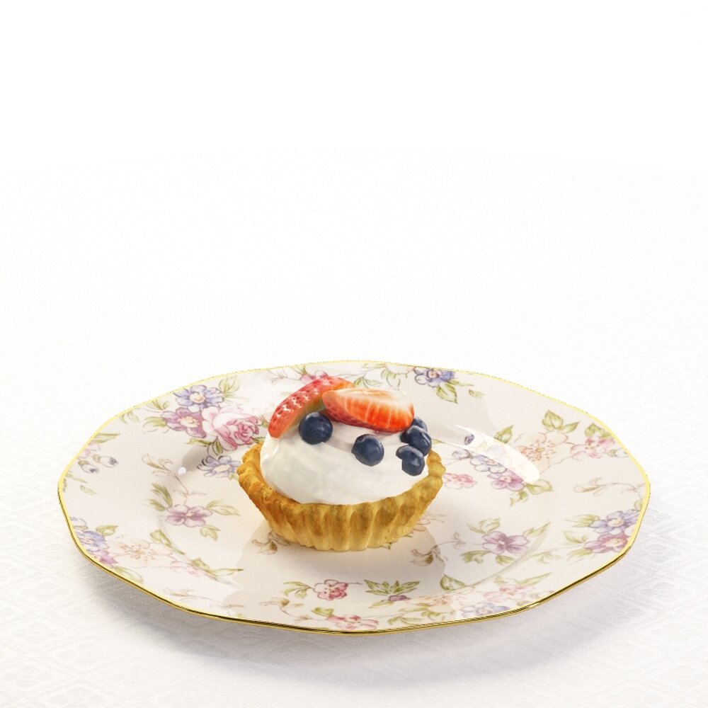 Fruit-Topped Cupcake Delight 3d model