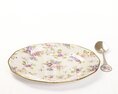 Floral Porcelain Plate and Spoon Modèle 3d