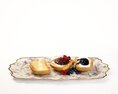 Assorted Fruit Tarts on Elegant Tray Modello 3D