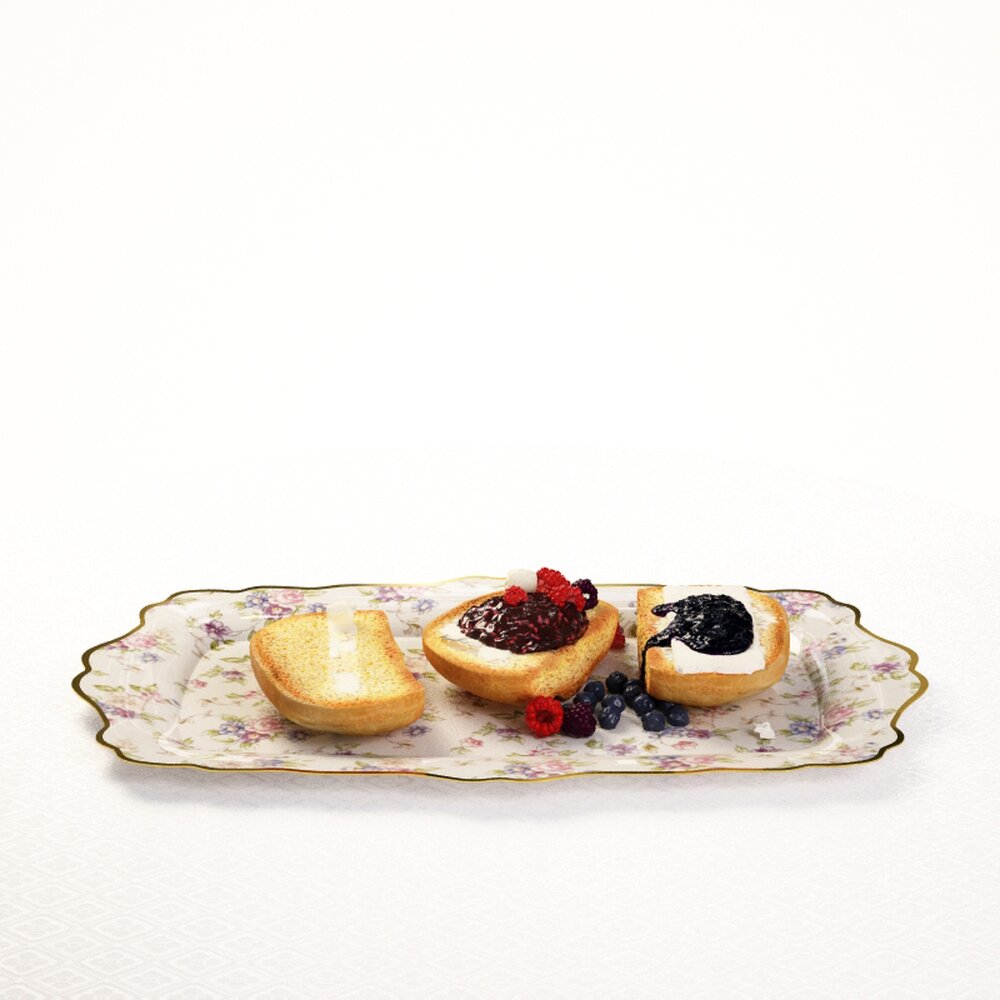 Assorted Fruit Tarts on Elegant Tray 3Dモデル