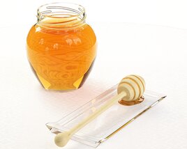 Honey Jar with Dipper 02 3D模型