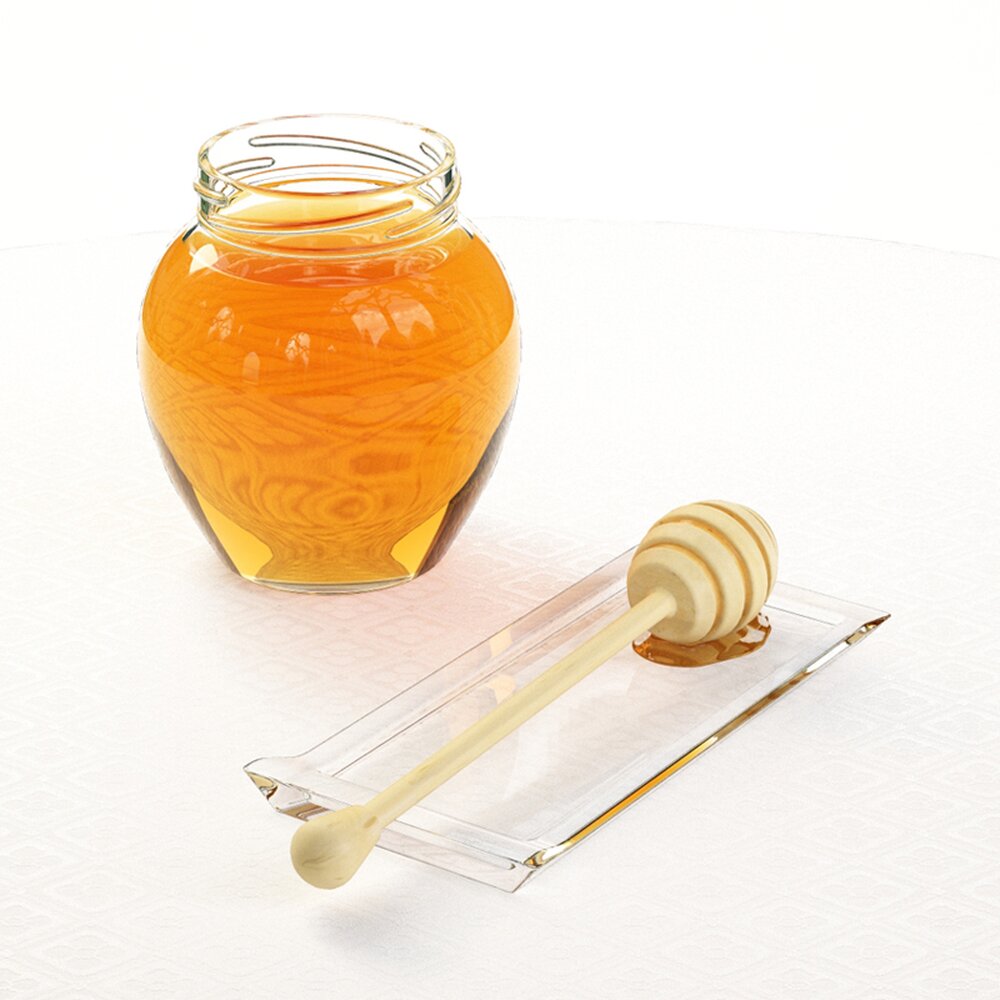 Honey Jar with Dipper 02 3D model