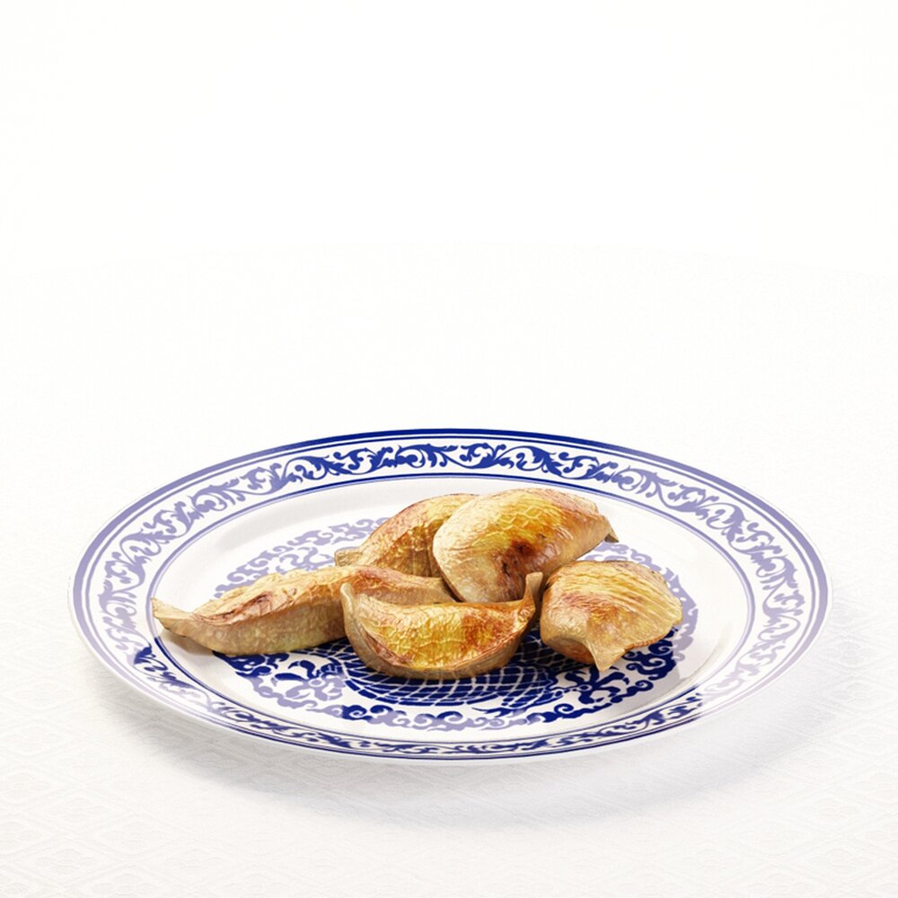 Dried Figs on Decorative Plate 3d model