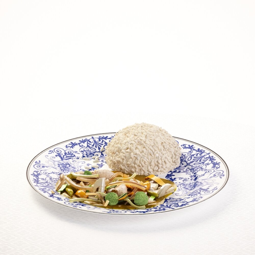 Stir-Fried Vegetables with Rice 3D model