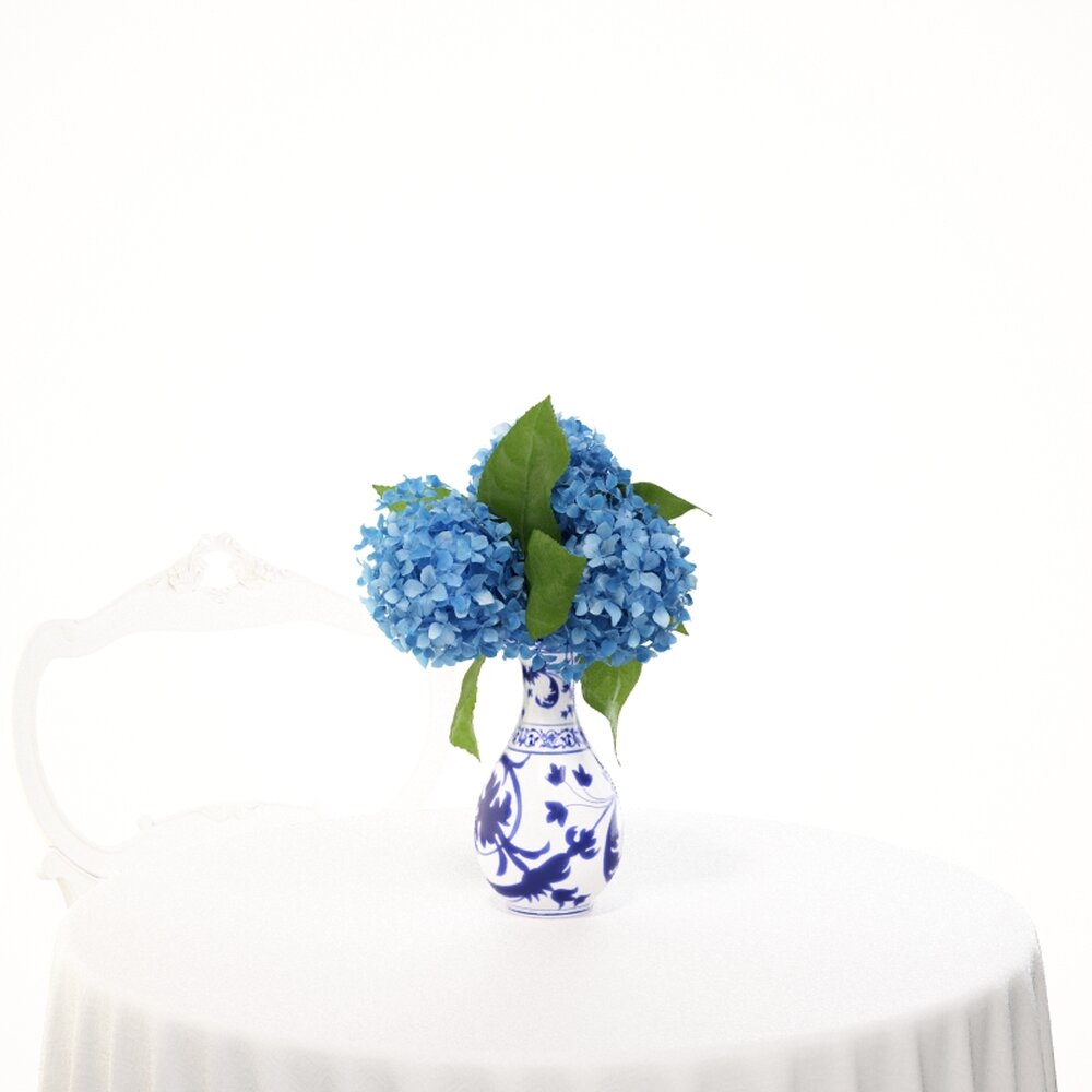 Blue Hydrangea in Ceramic Vase 3D модель