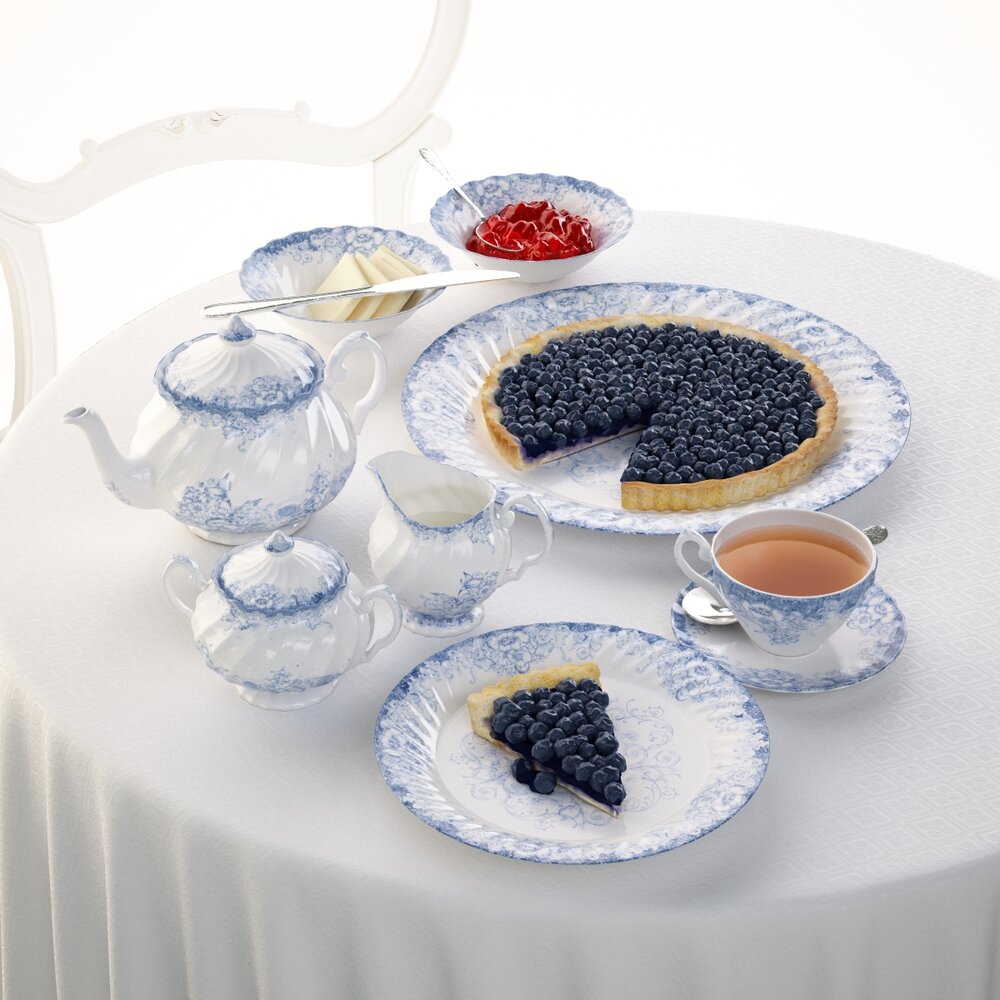 Blueberry Tart Tea Time 3D 모델 